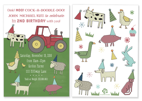 Farm Party Birthday Invitation