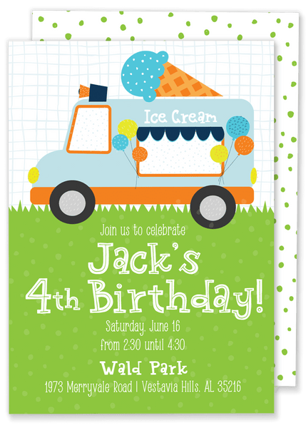 Ice Cream Truck Birthday Party Invitation