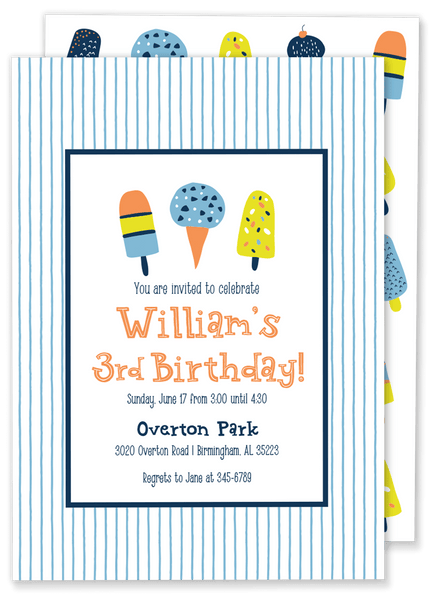 Ice Cream & Popsicle Birthday Party Invitation