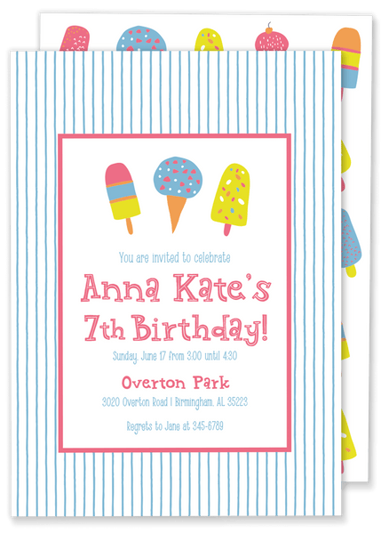 Ice Cream & Popsicle Birthday Party Invitation