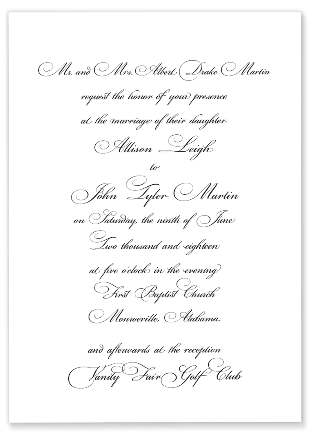 Martin Script Wedding Invitation – Gilm Press