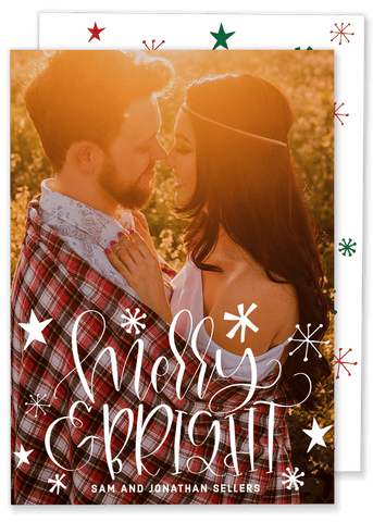 Merry and Bright Vertical Christmas Card