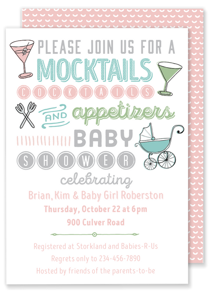 Mocktails, Cocktails and Appetizers Baby Shower