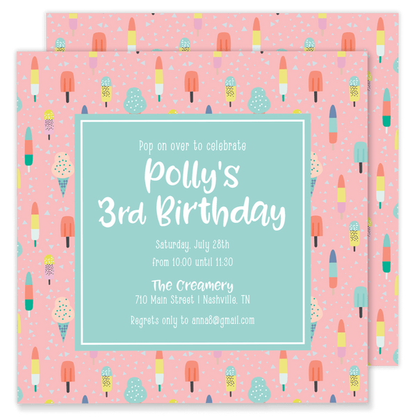 Polly Pop Birthday Party Invitation