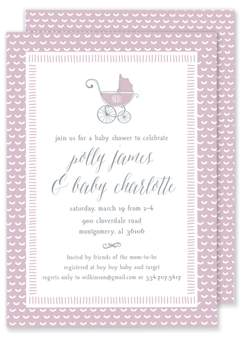 Polly Pram Baby Shower Invitation