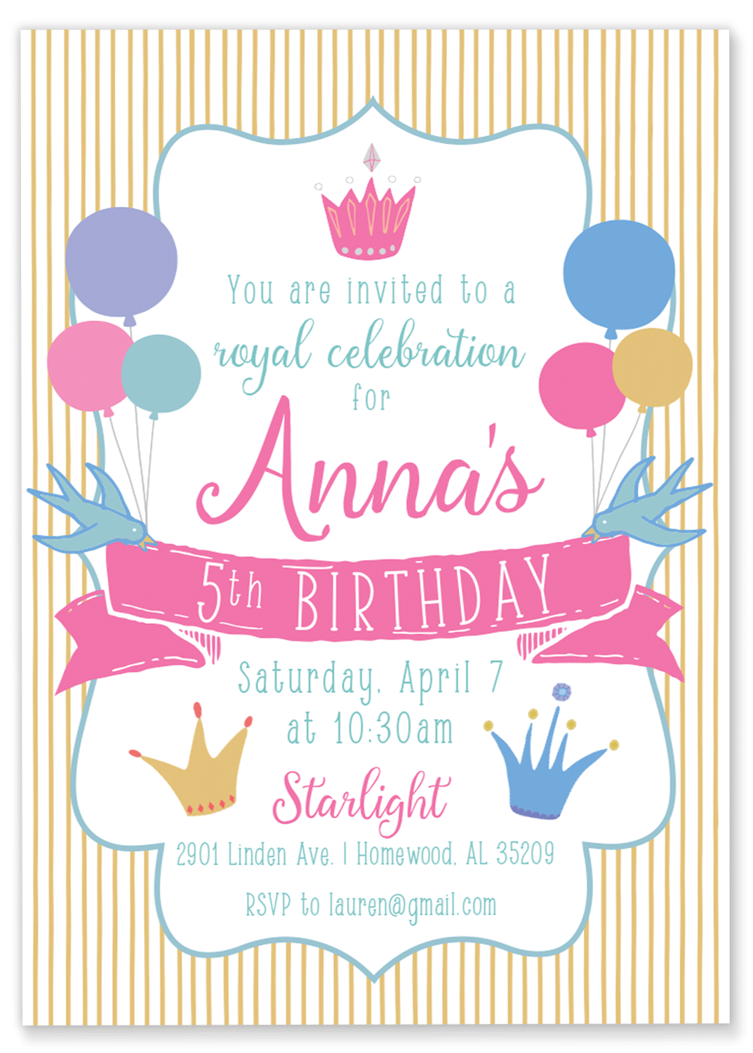 Princess Party Hat Birthday Party Invitation Gilm Press