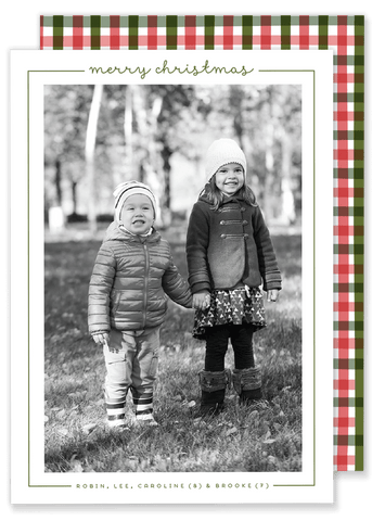 Robin Red and Green Plaid Christmas Card