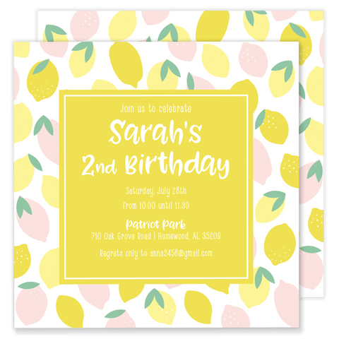 Sarah's Summertime Lemonade Party Invitation