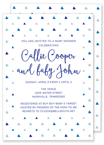triangle baby shower invitation blue