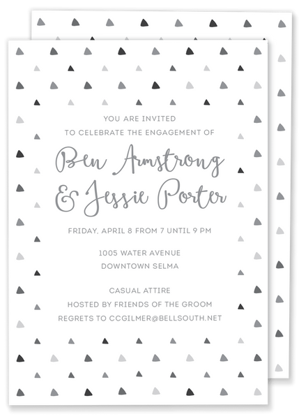 triangle birthday party invitation grey