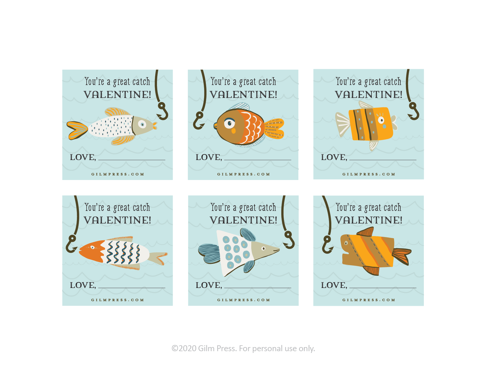 You're a Great Catch valentine – Gilm Press