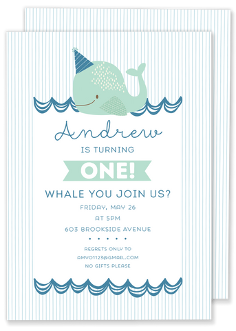 Whale You Join Us Birthday Party Invitation